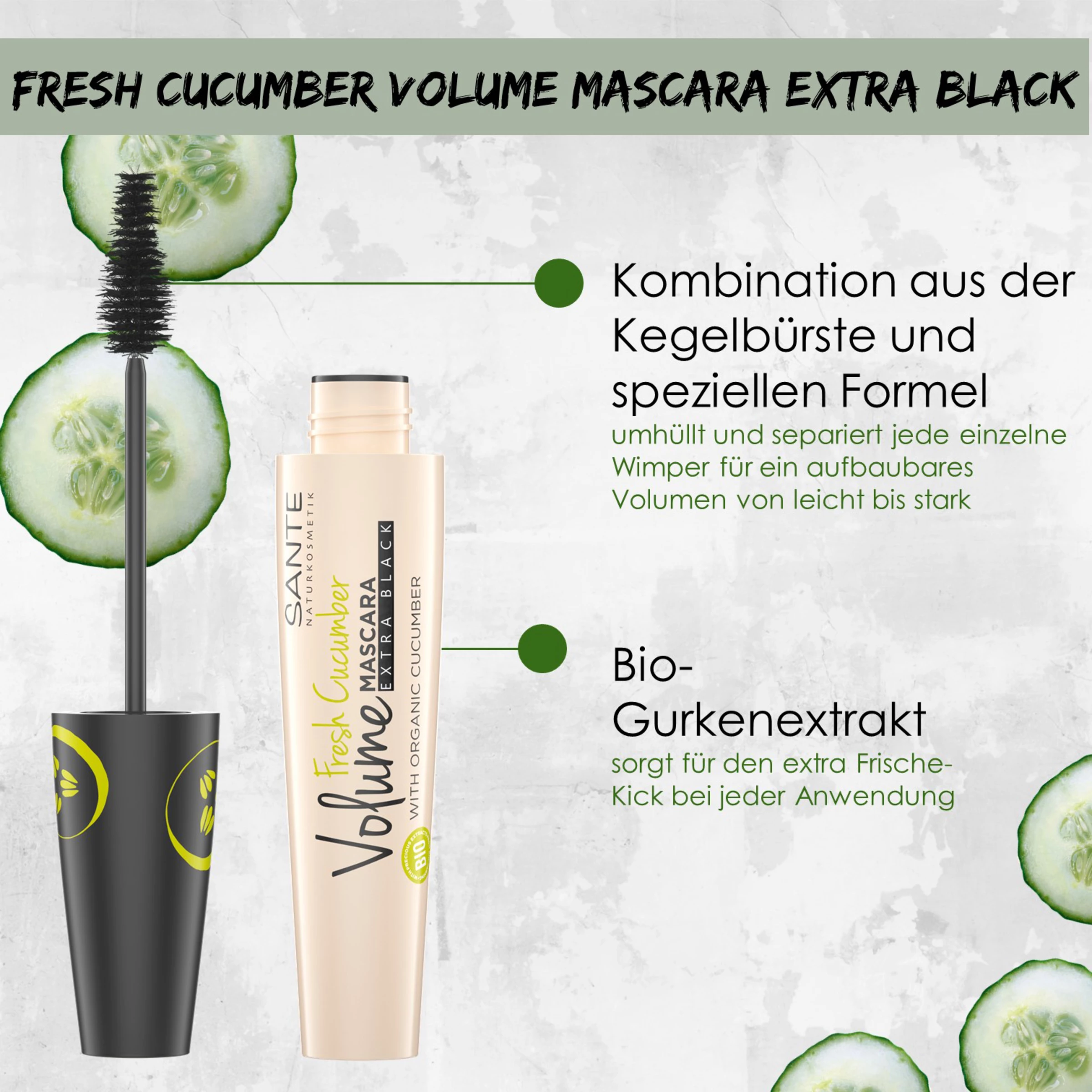 Sante Fresh Cucumber Volume Mascara Extra Black – Bild 6