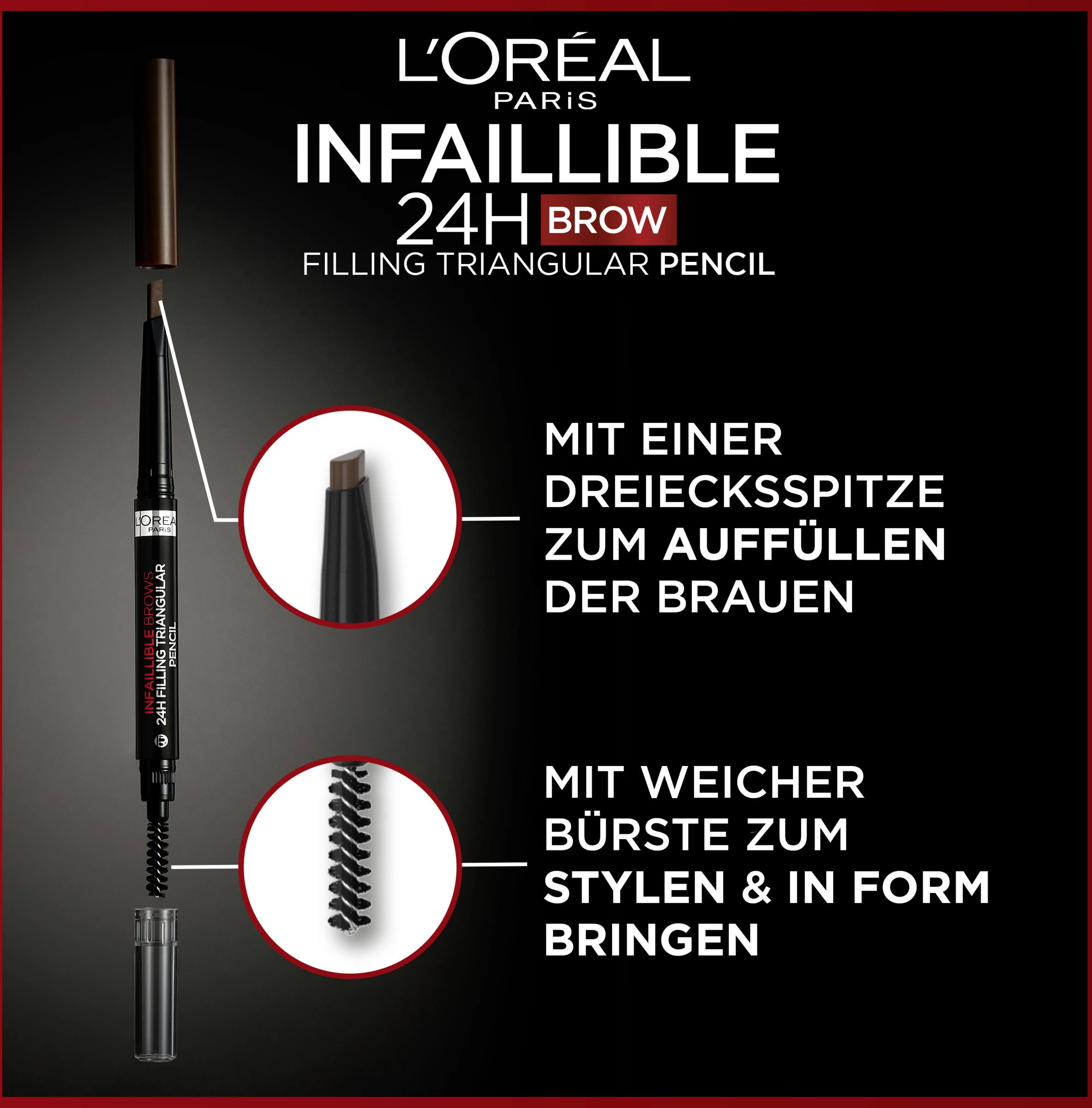 L’Oréal Paris Infaillible 24H Brow Filling Triangular Pencil 1.0 Ebony – Bild 4