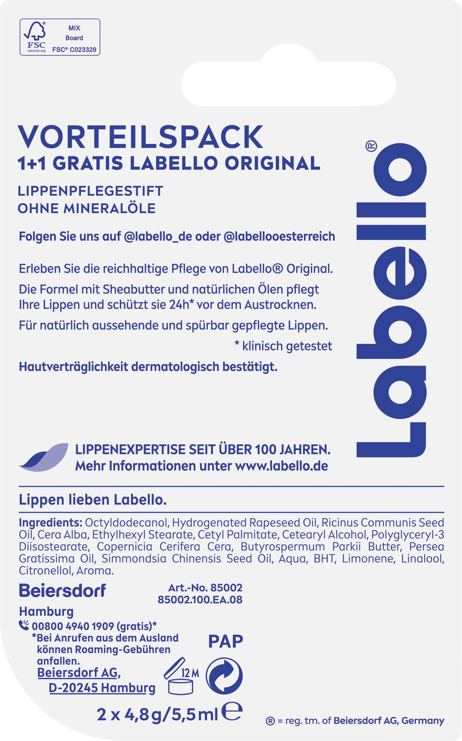 LABELLO Lippenpflegestift Original, Vorteilspack – Bild 2